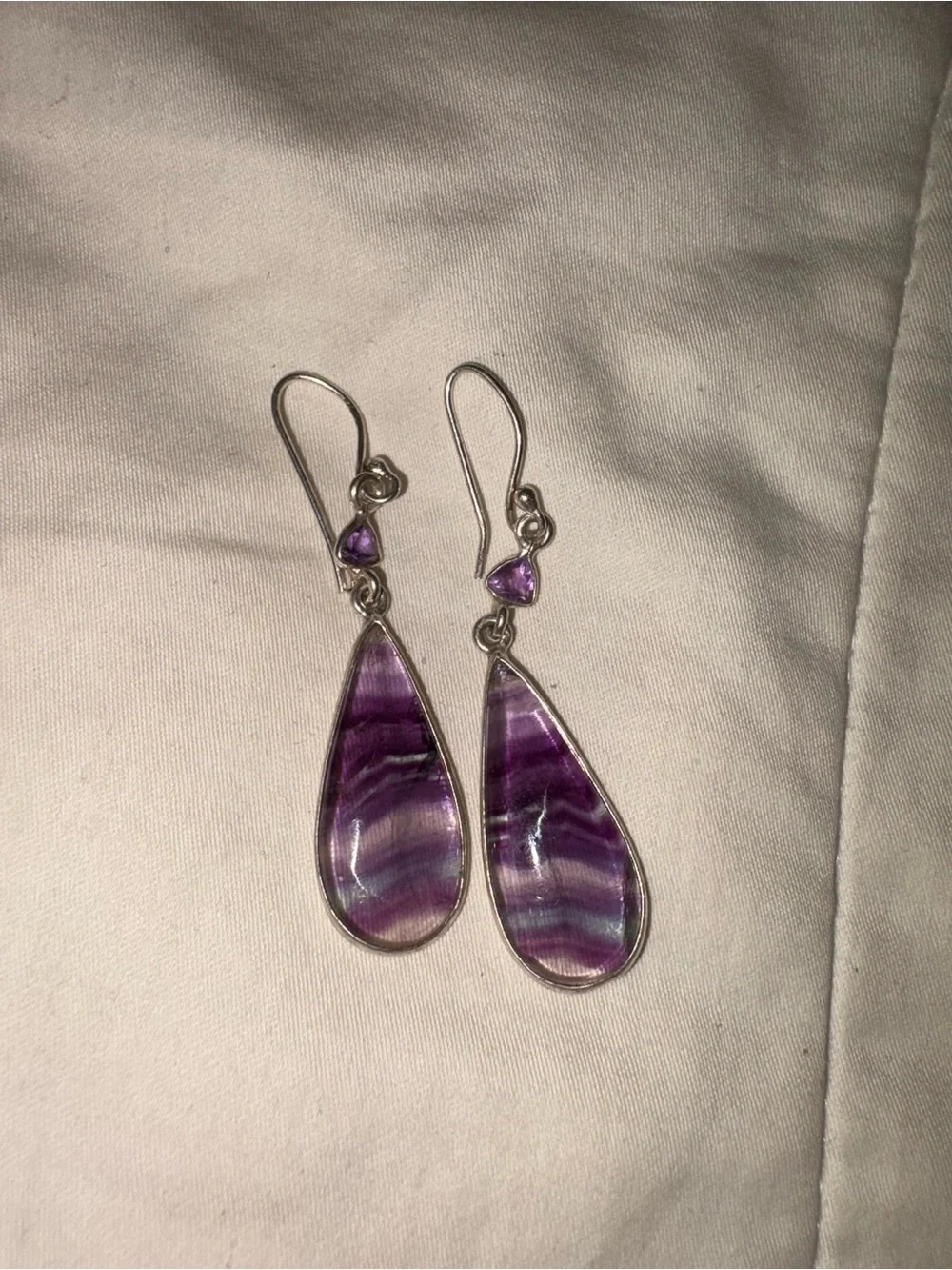 Amethyst Teardrop Pendant Necklace and Earrings Set - Purple Gemstone
